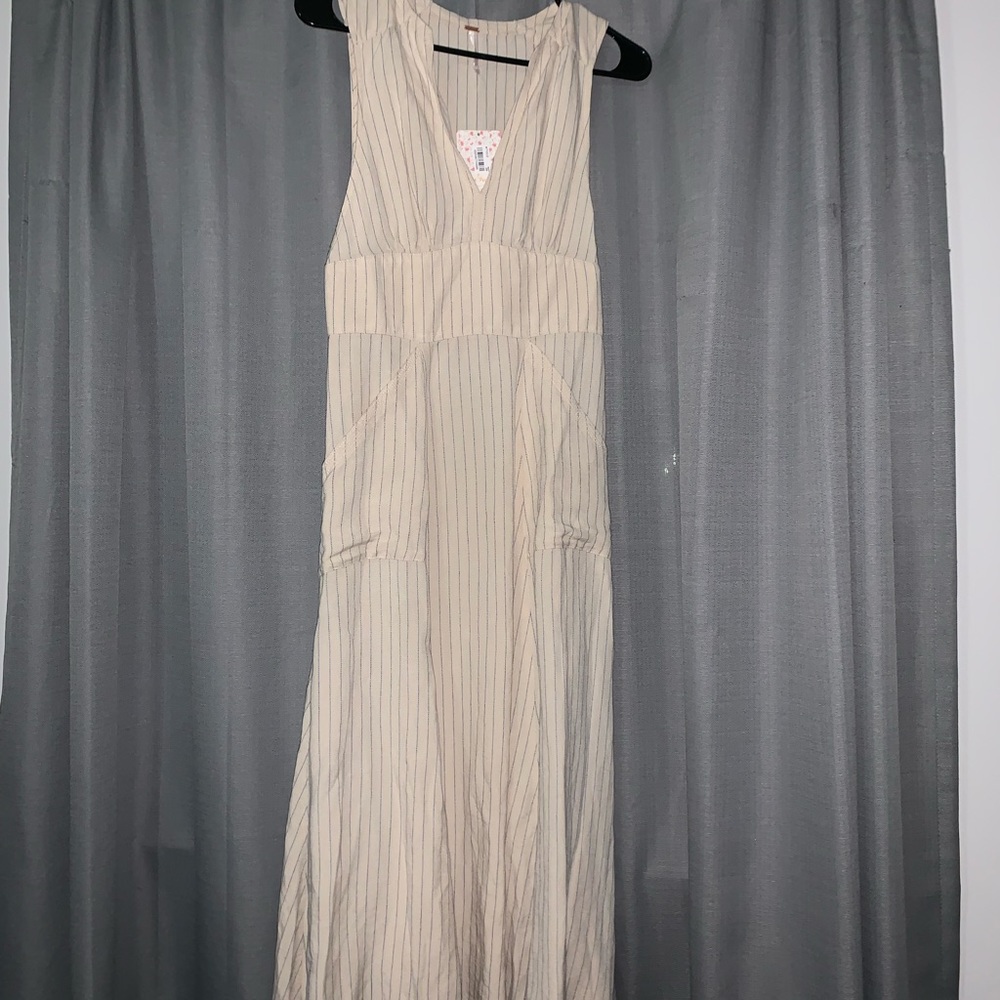 Free people striped peasant midi tank dress
